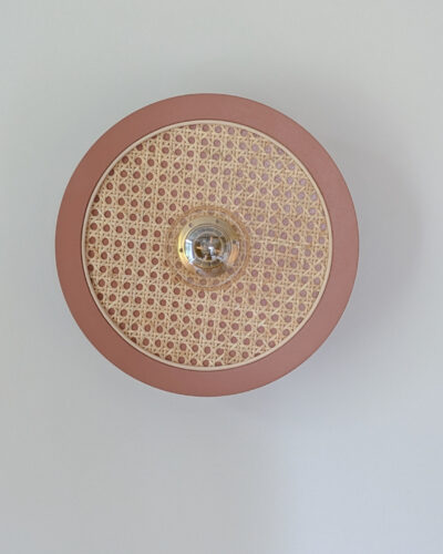 luminaire fleur bois cannage rotin