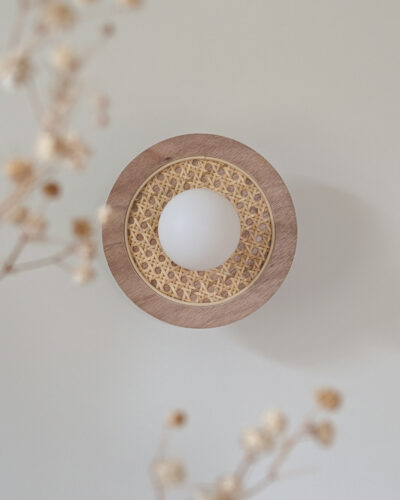 luminaire bois cannage rotin