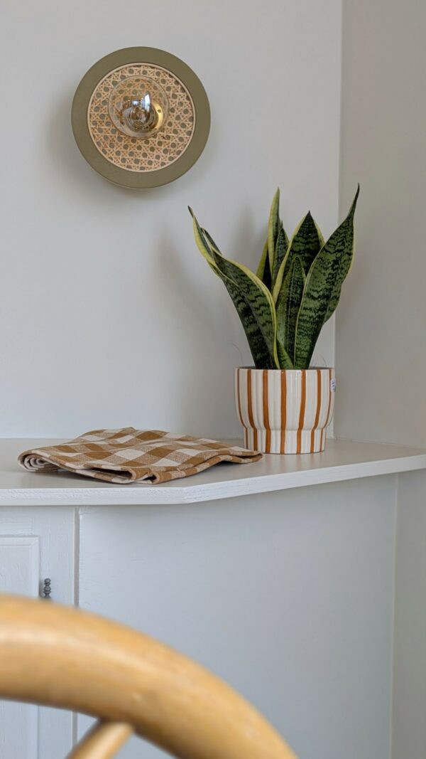luminaire rond bois cannage rotin