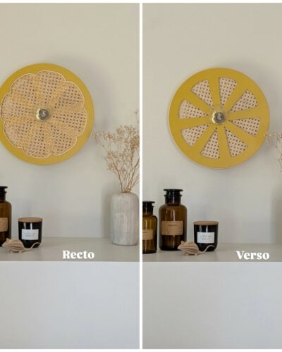 luminaire artisanal bois cannage rotin