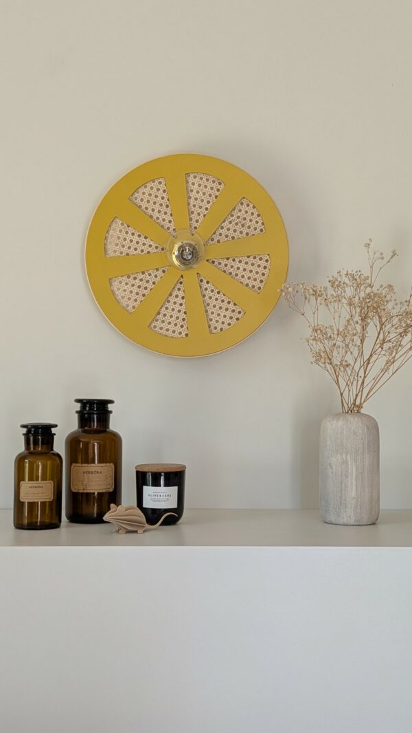 luminaire artisanal bois cannage rotin