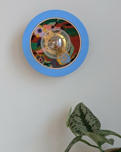 luminaire artisanal, bois, canevas et rotin. Modèle unique