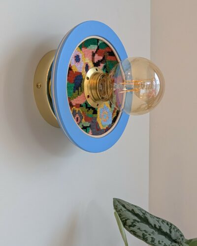 luminaire artisanal, bois, canevas et rotin. Modèle unique