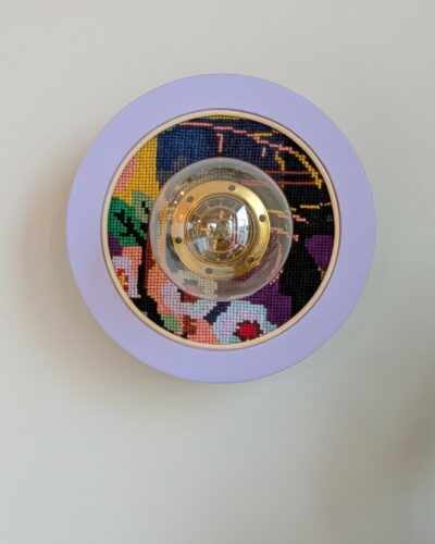 luminaire artisanal, bois, canevas et rotin. Modèle unique