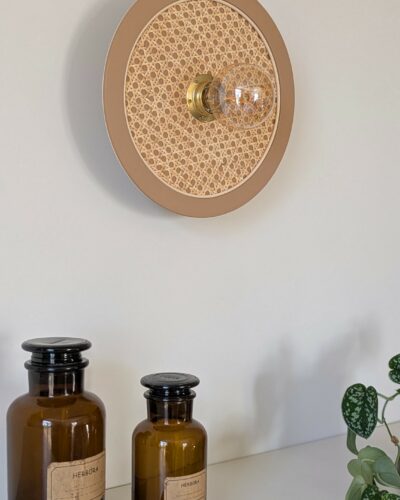 Luminaire cannage bois rotin artisanal