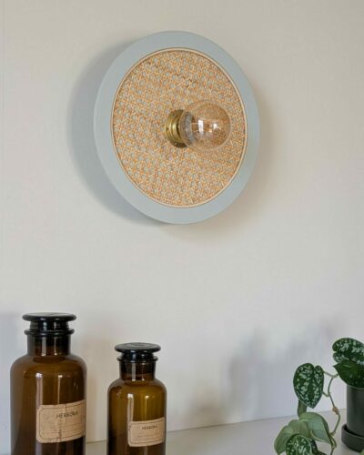 Luminaire cannage bois rotin artisanal