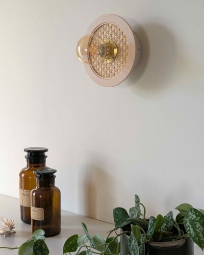 Luminaire cannage bois rotin artisanal