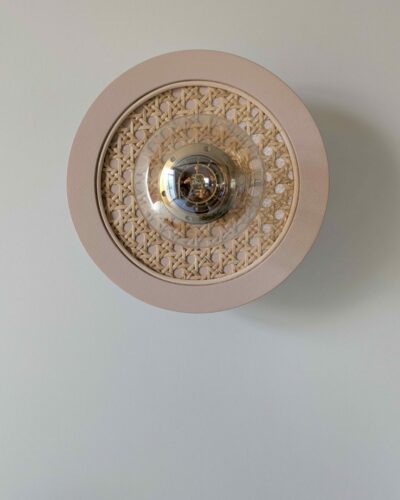 Luminaire cannage bois rotin artisanal