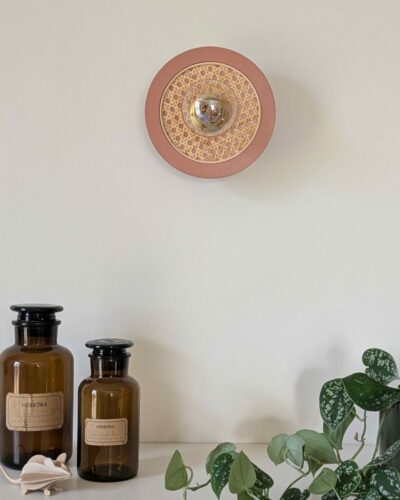 Luminaire cannage bois rotin artisanal