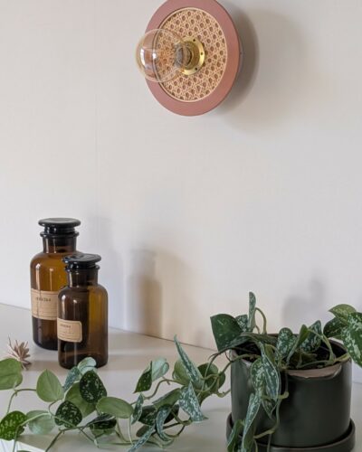 Luminaire cannage bois rotin artisanal