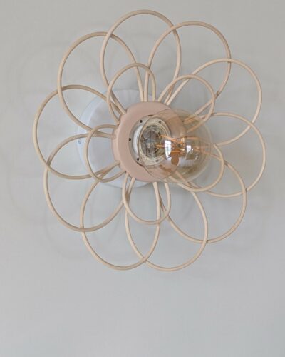 Luminaire fleur bois rotin artisanal