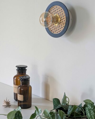 Luminaire cannage bois rotin artisanal