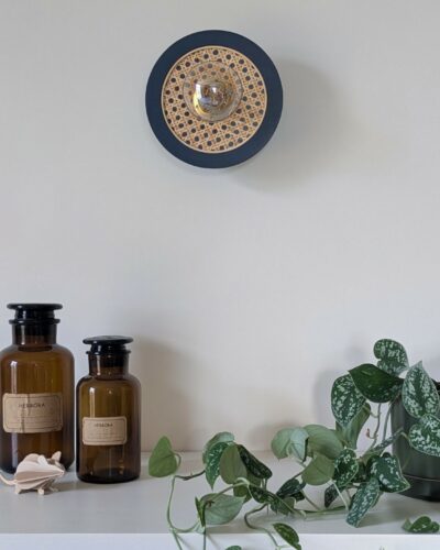 Luminaire cannage bois rotin artisanal