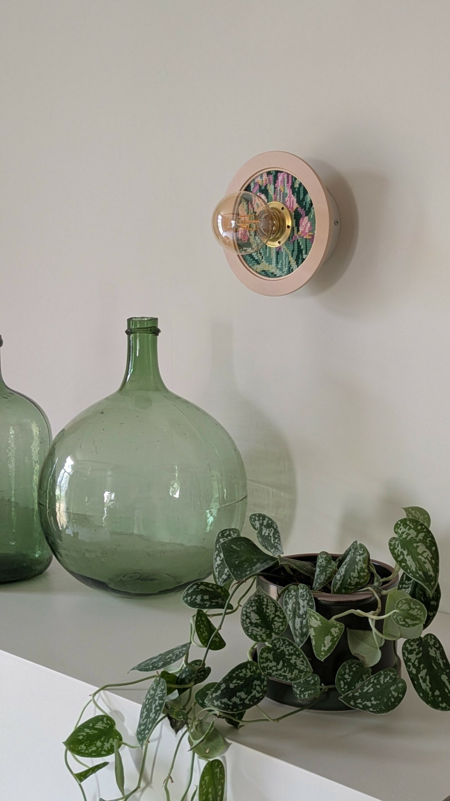 luminaire unique original canevas bois rotin