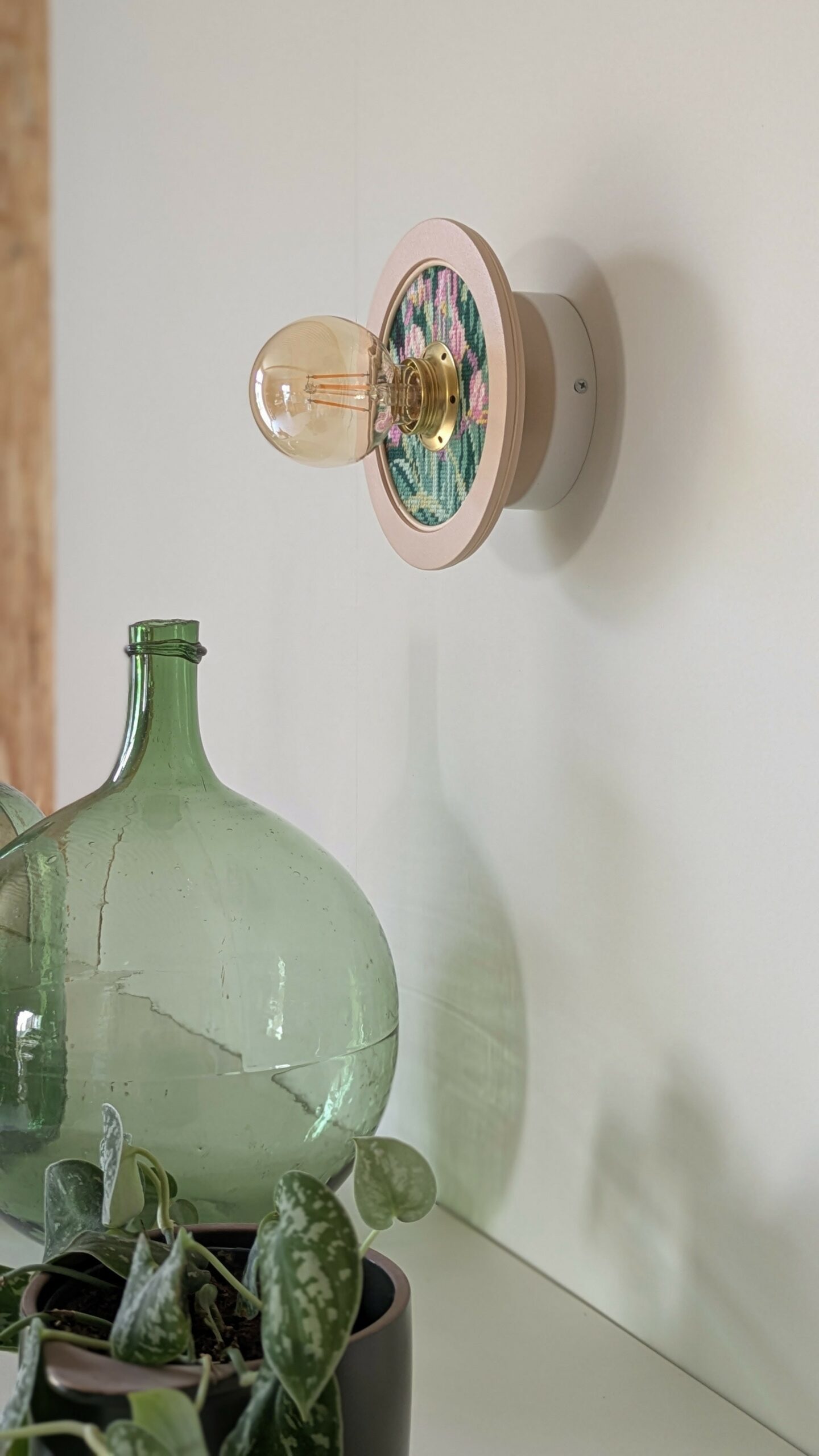 luminaire unique original canevas bois rotin