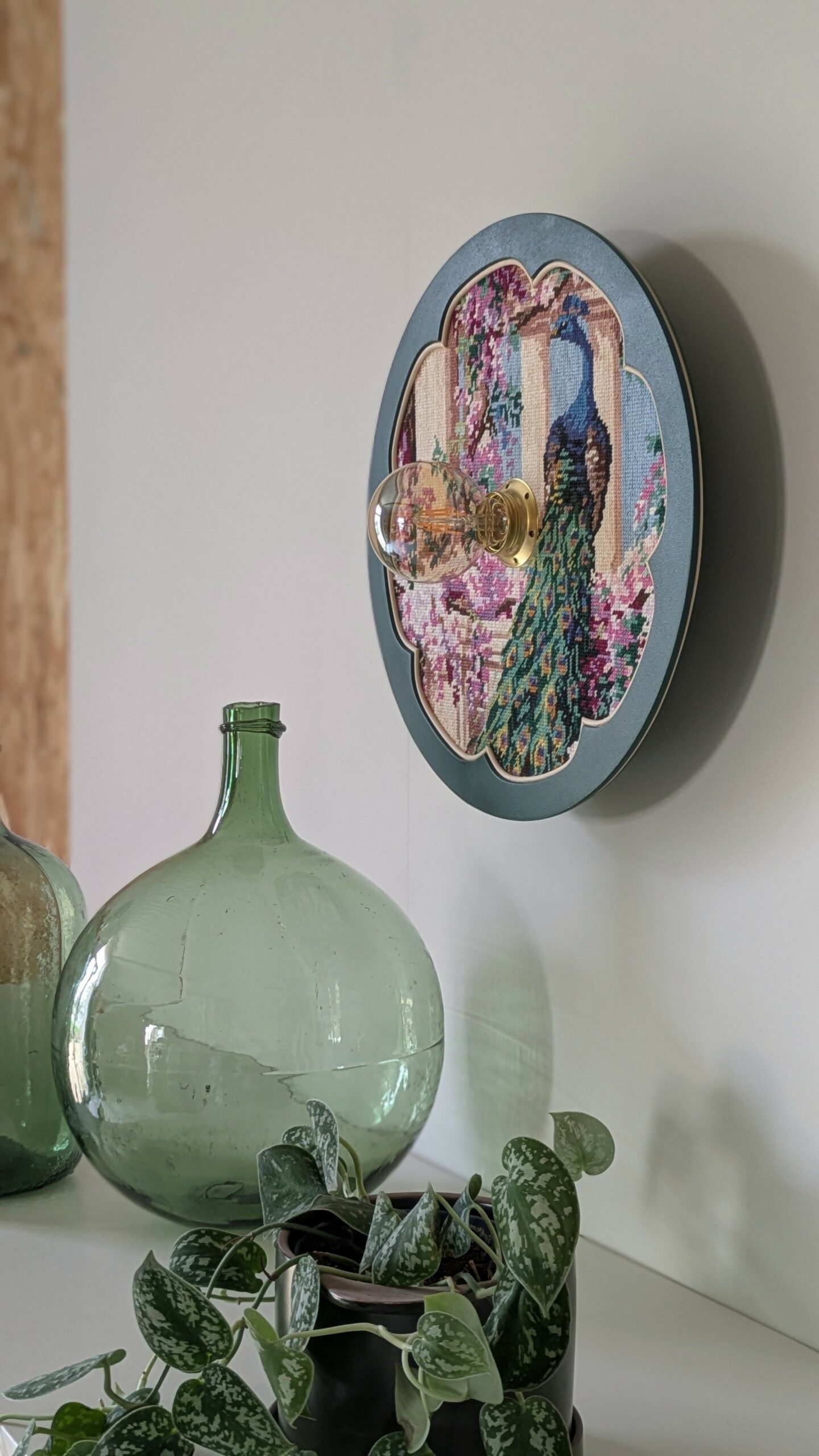 luminaire unique original canevas bois rotin