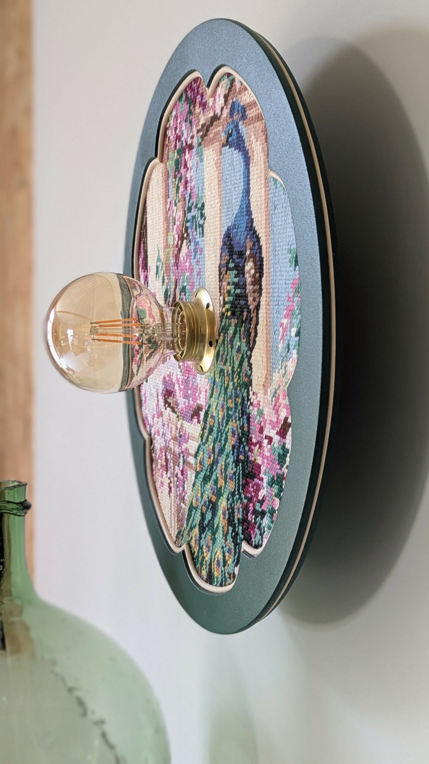 luminaire unique original canevas bois rotin