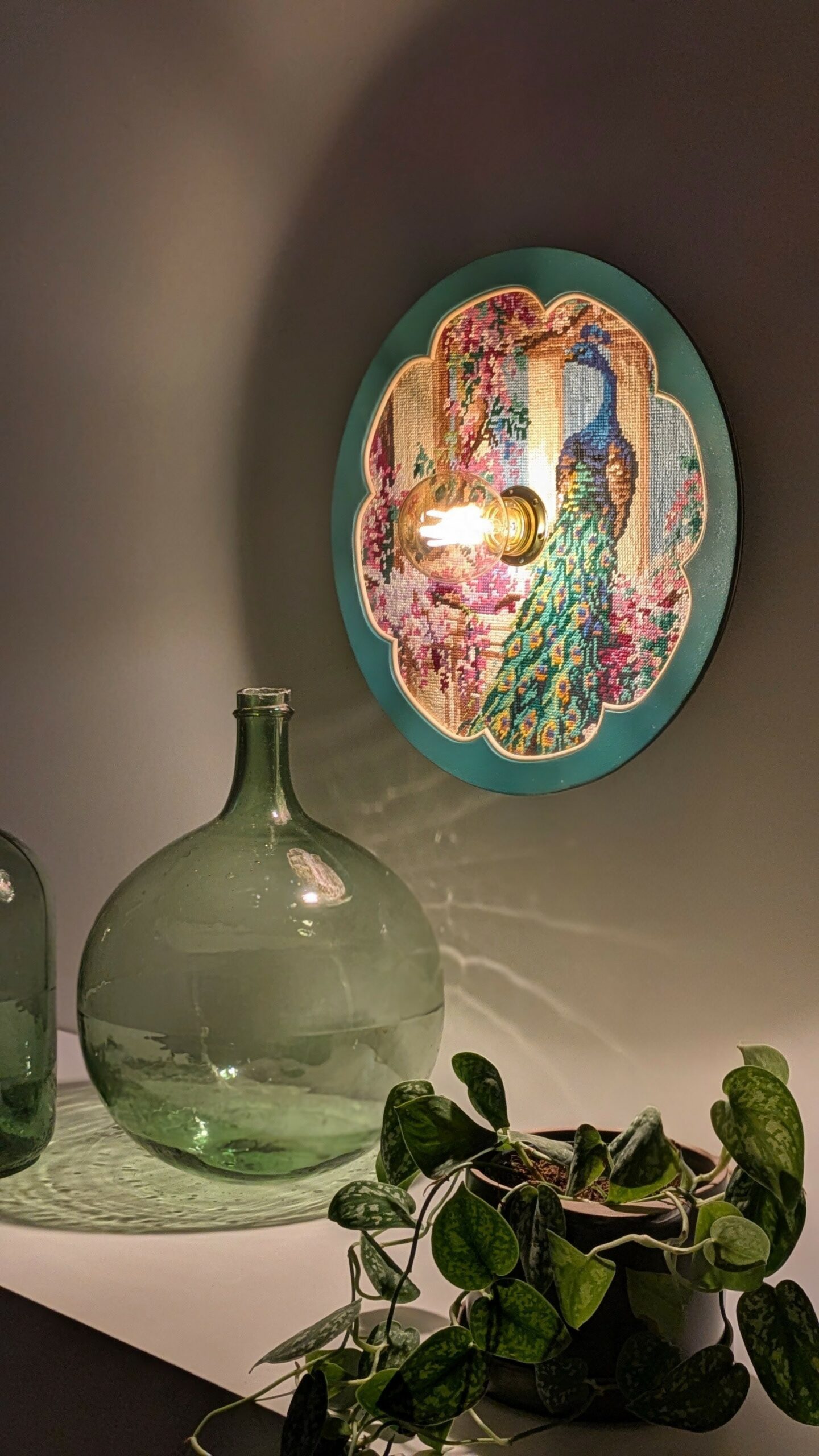 luminaire unique original canevas bois rotin