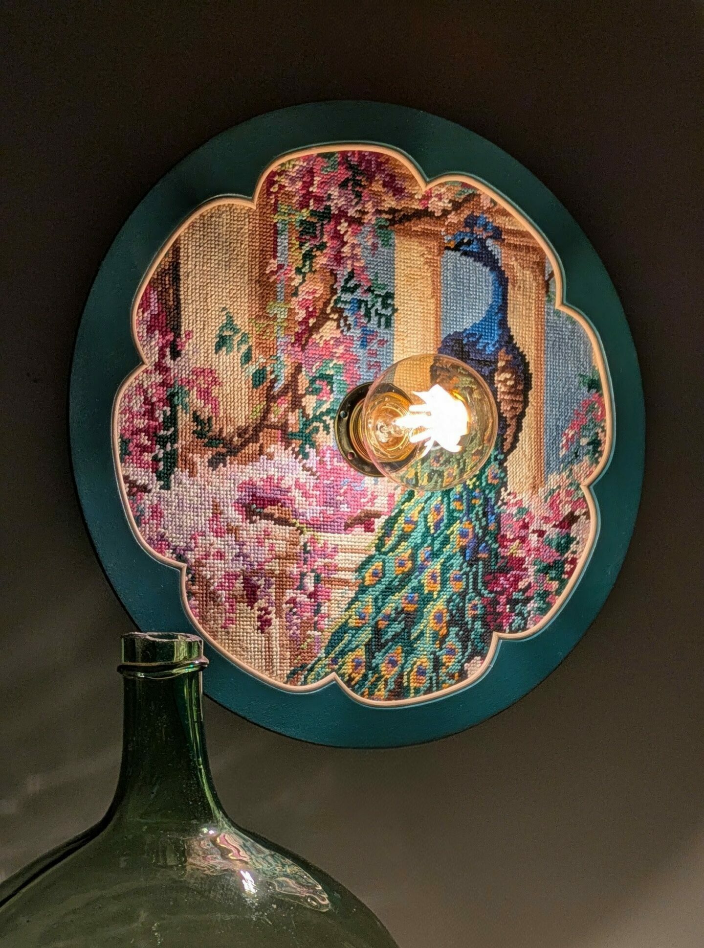 luminaire unique original canevas bois rotin