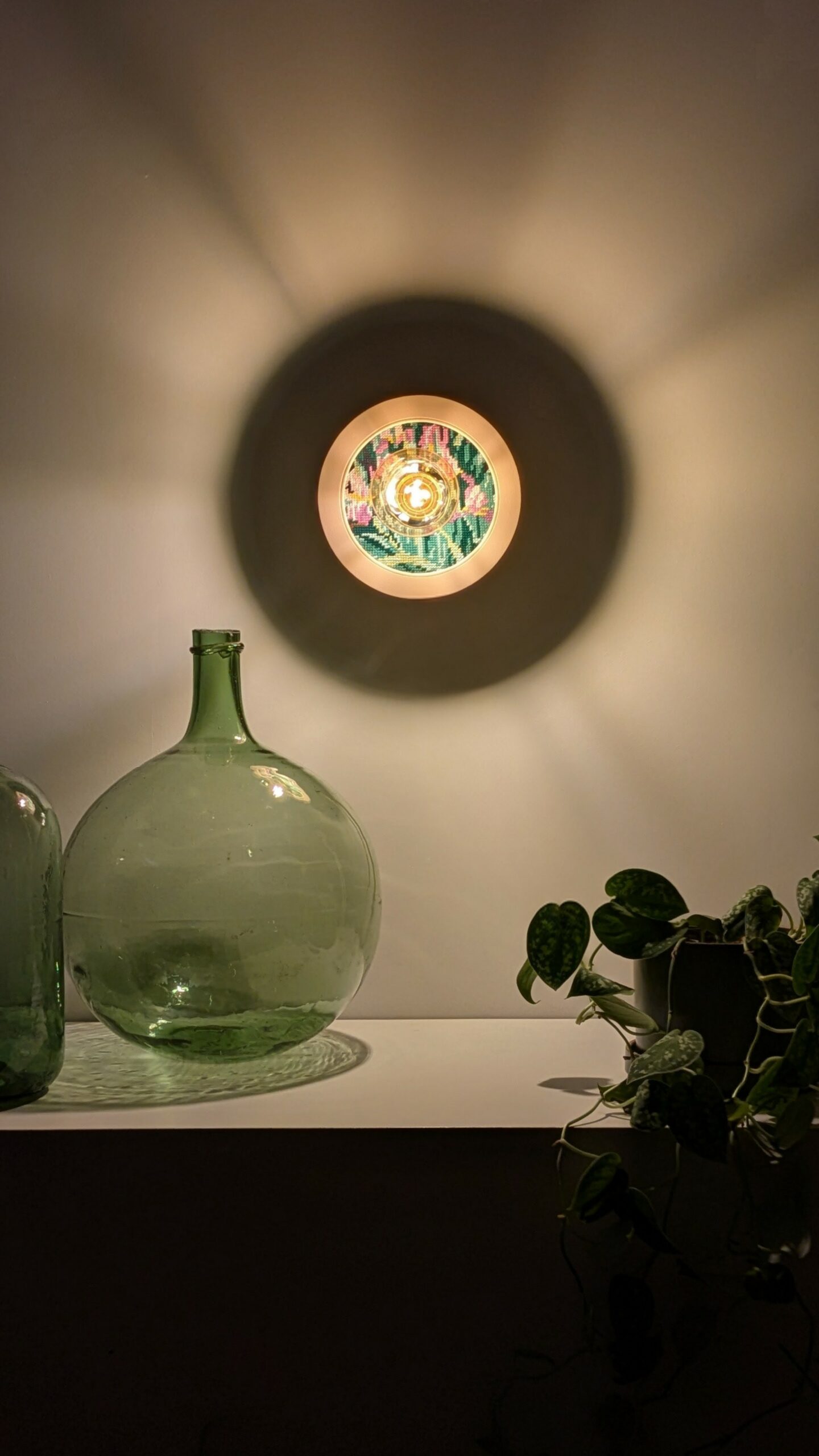 luminaire unique original canevas bois rotin