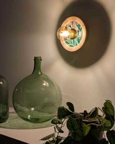 luminaire unique original canevas bois rotin