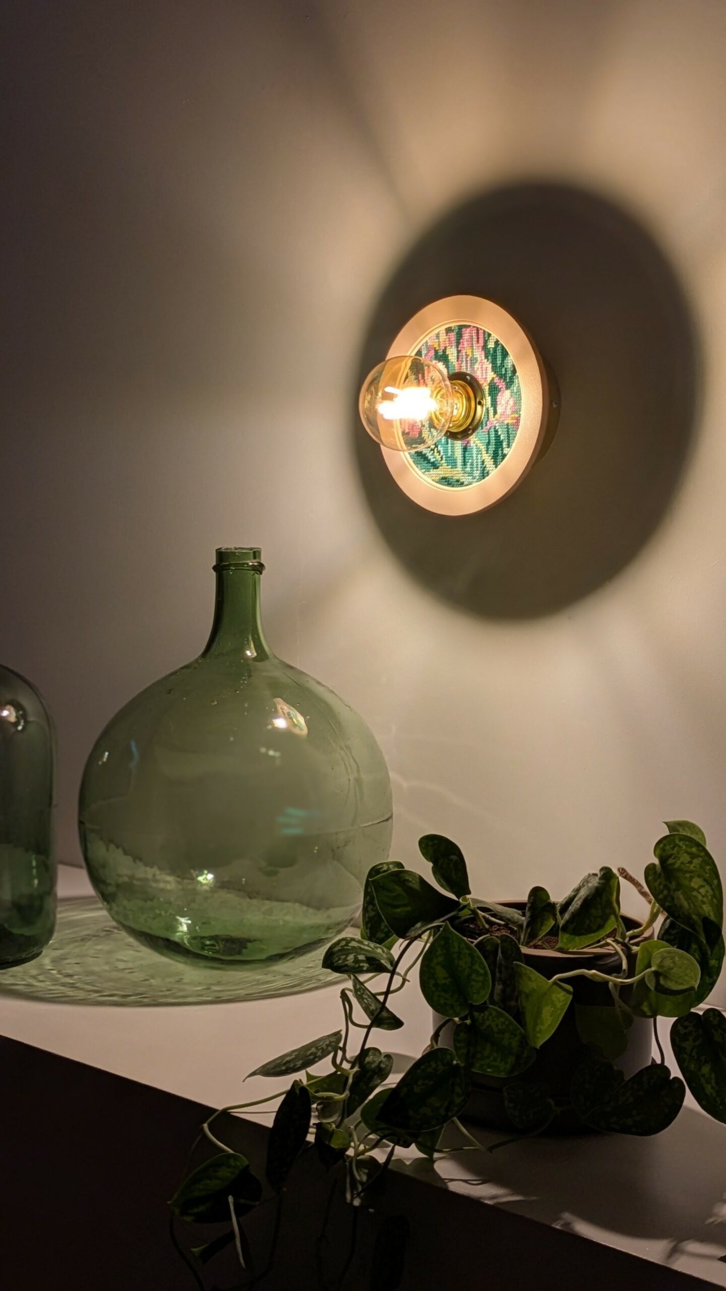 luminaire unique original canevas bois rotin