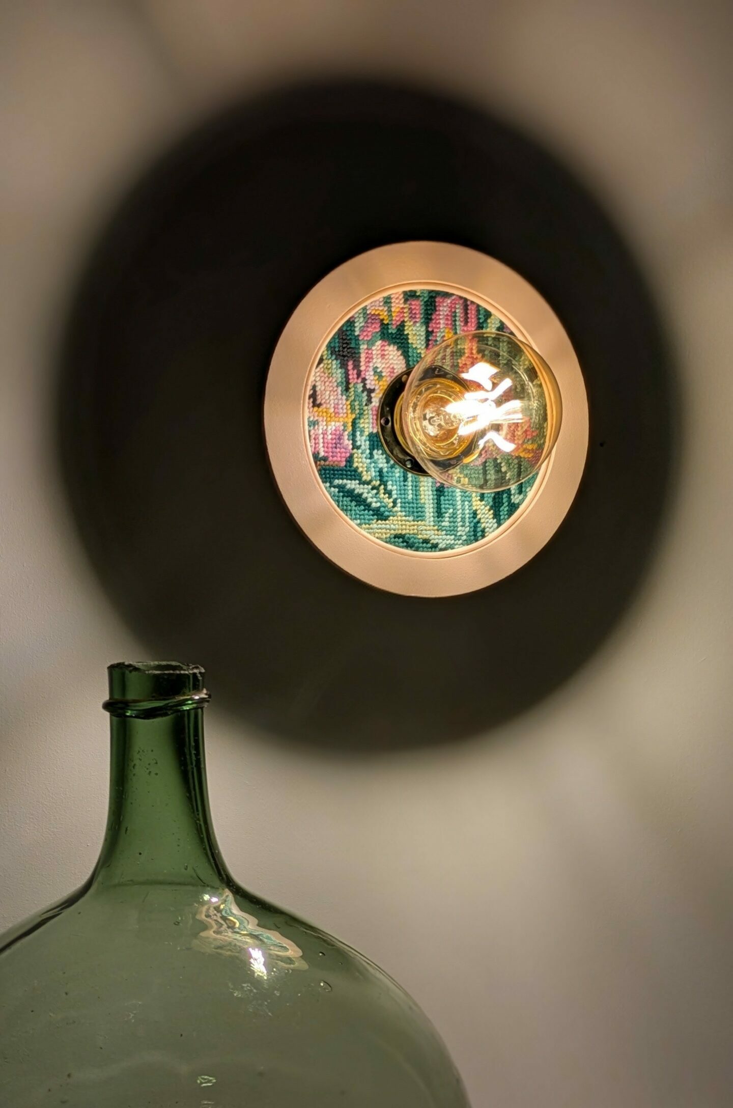 luminaire unique original canevas bois rotin