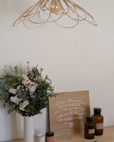 suspension artisanale rotin fleur