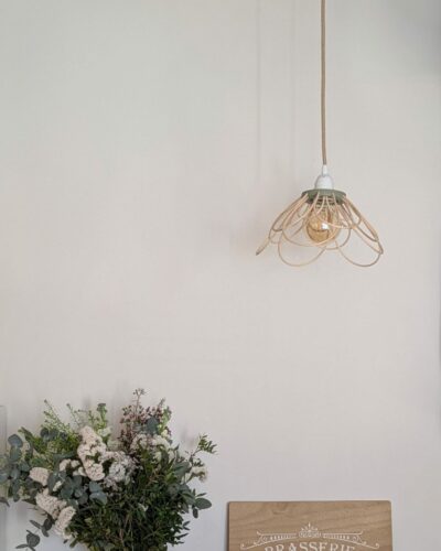 luminaire fleur rotin suspension ou baladeuse vert