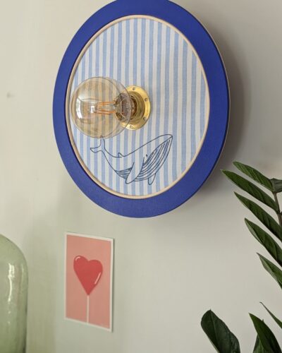 luminaire artisanal rayé bleu baleine